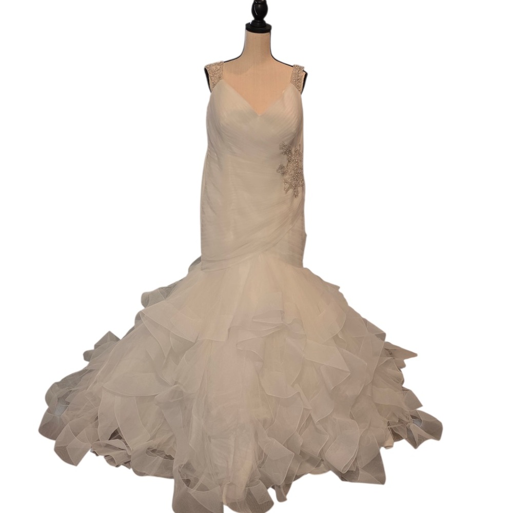 Mori Lee Ivory Mermaid Gown with Dramatic Ruffled Skirt
